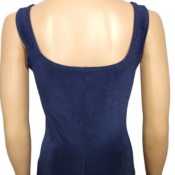 J. Crew Vintage Y2K Women's Navy Blue Midi Length Slit Sleeveless Dress Size 4 - Picture 7 of 10